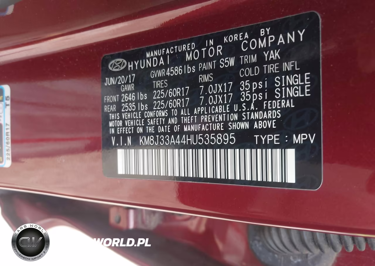 2017 Hyundai Tucson Se VIN:KM8J33A44HU535895 - 9