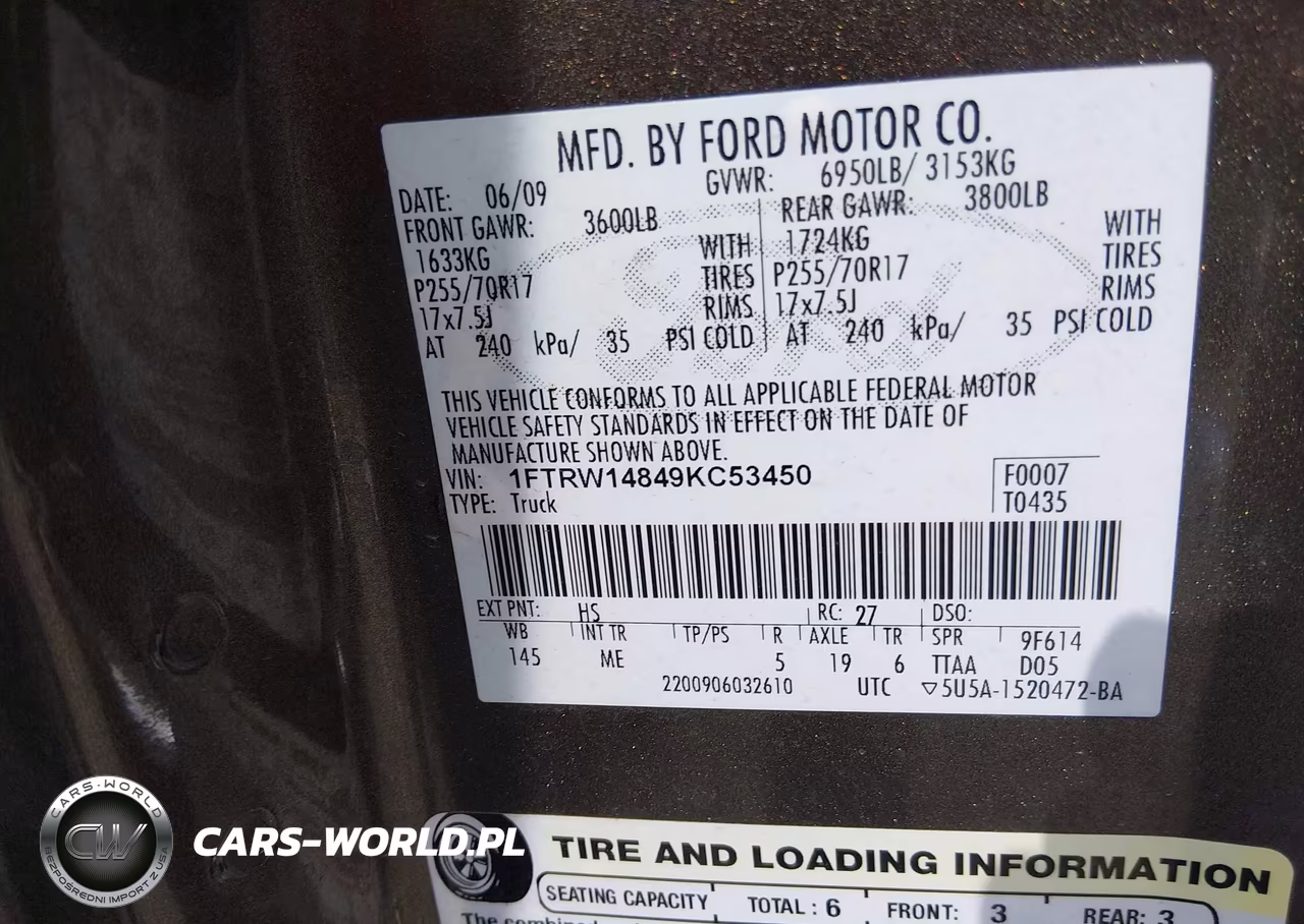 2009 Ford F-150 Xl-Xlt VIN:1FTRW14849KC53450 - 9