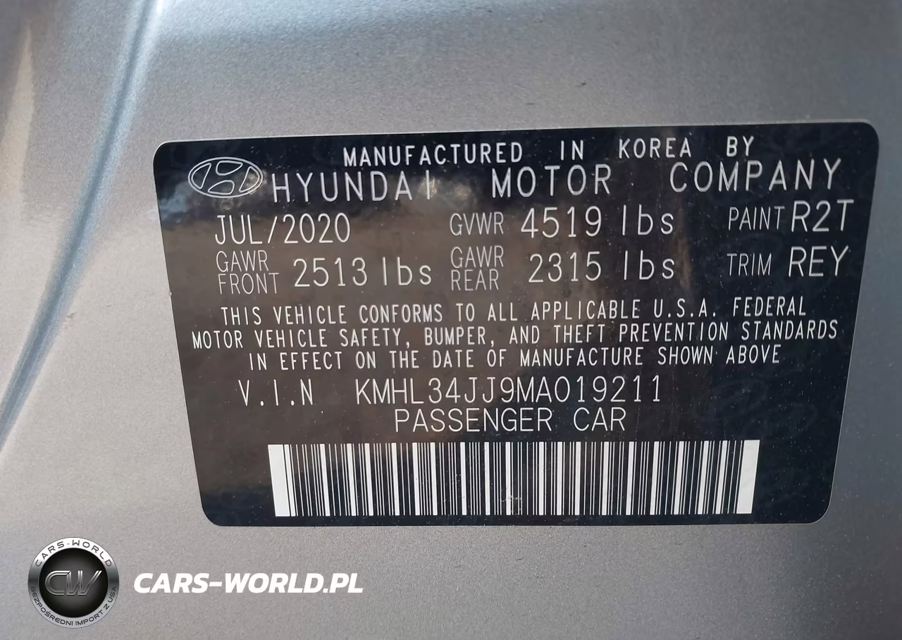 2021 Hyundai Sonata Sel VIN:KMHL34JJ9MA019211 - 9