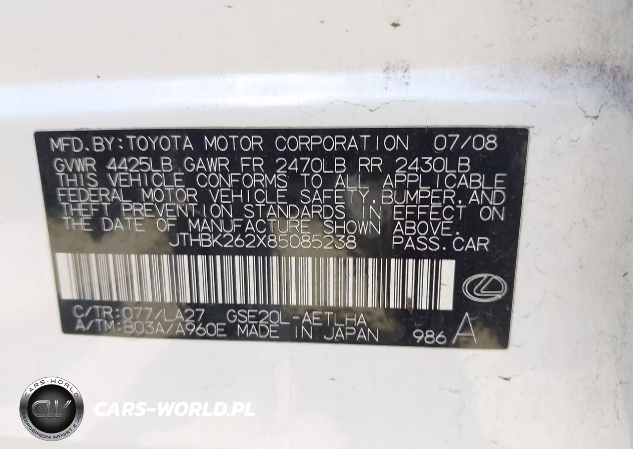 2008 Lexus Is 250 VIN:JTHBK262X85085238 - 9
