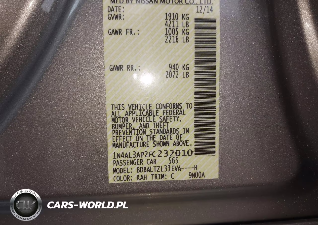 2015 Nissan Altima 2.5 Sl VIN:1N4AL3AP2FC232010 - 9