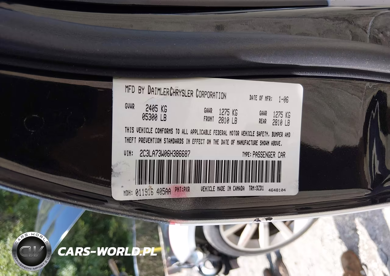 2006 Chrysler 300C Srt8 VIN:2C3LA73W06H386687 - 9