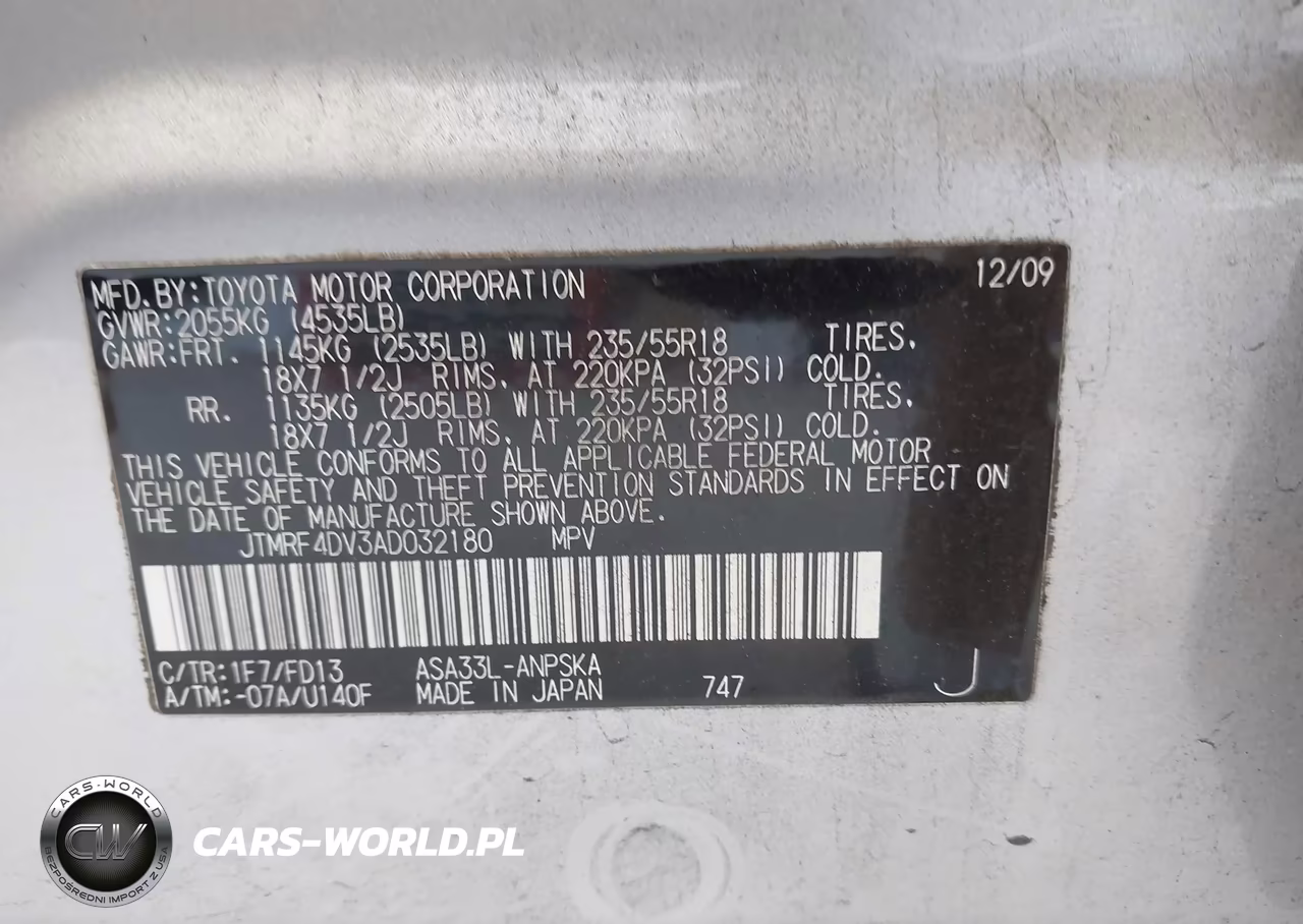2010 Toyota Rav4 Sport VIN:JTMRF4DV3AD032180 - 9