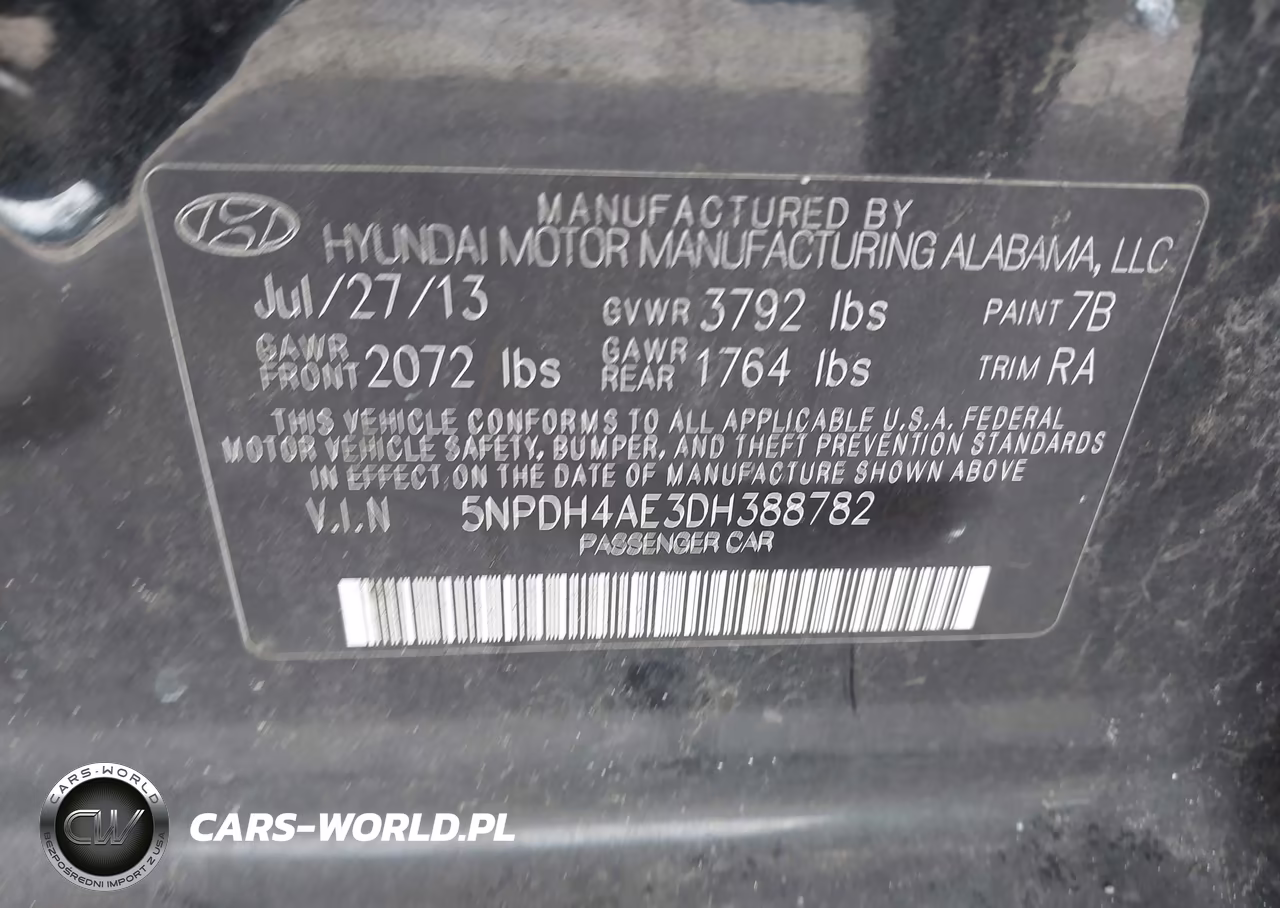 2013 Hyundai Elantra Gls VIN:5NPDH4AE3DH388782 - 9