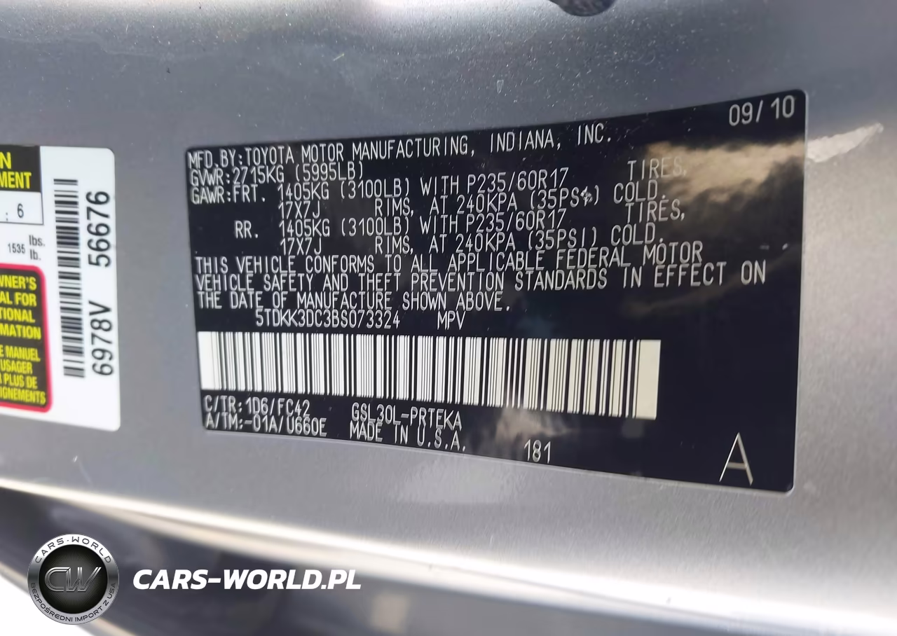 2011 Toyota Sienna Le V6 VIN:5TDKK3DC3BS073324 - 9