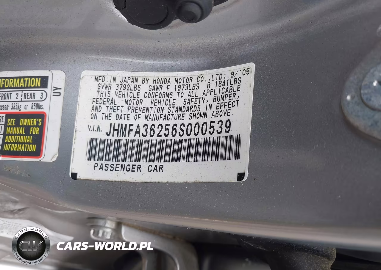 2006 Honda Civic Hybrid VIN:JHMFA36256S000539 - 9
