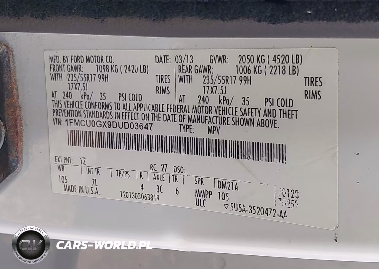2013 Ford Escape Se VIN:1FMCU0GX9DUD03647 - 9