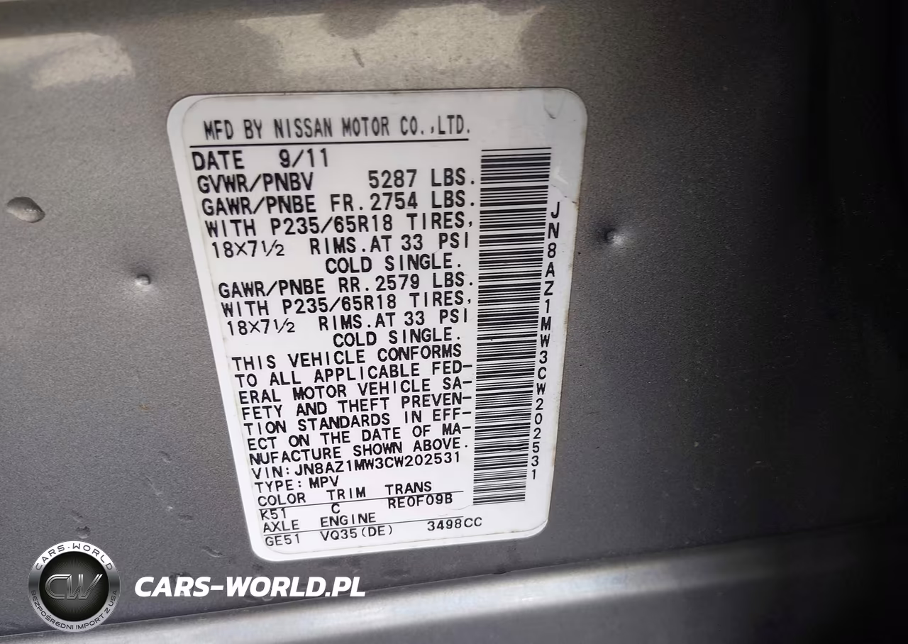 2012 Nissan Murano S VIN:JN8AZ1MW3CW202531 - 9