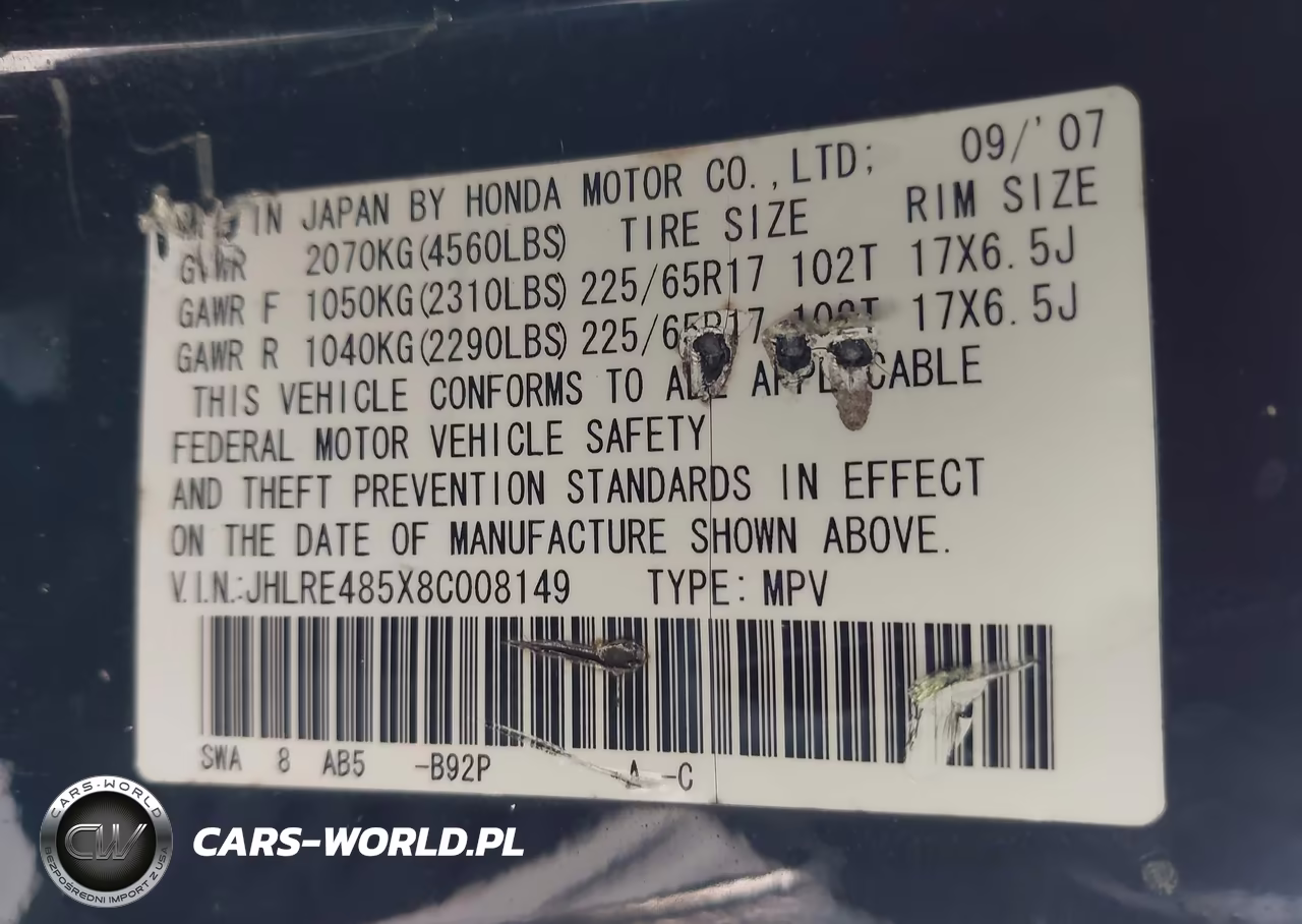 2008 Honda Cr-V Ex VIN:JHLRE485X83008149 - 9