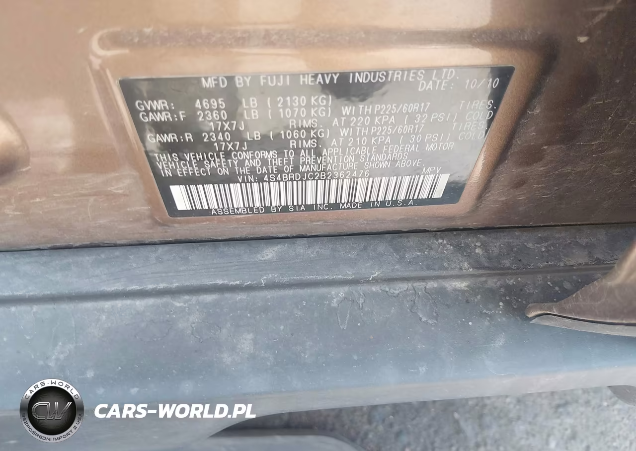 2011 Subaru Outback 3.6R Limited VIN:4S4BRDJC2B2362476 - 9