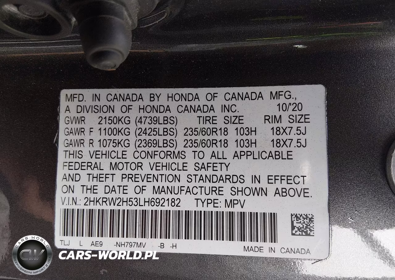 2020 Honda Cr-V Awd Ex VIN:2HKRW2H53LH692182 - 9