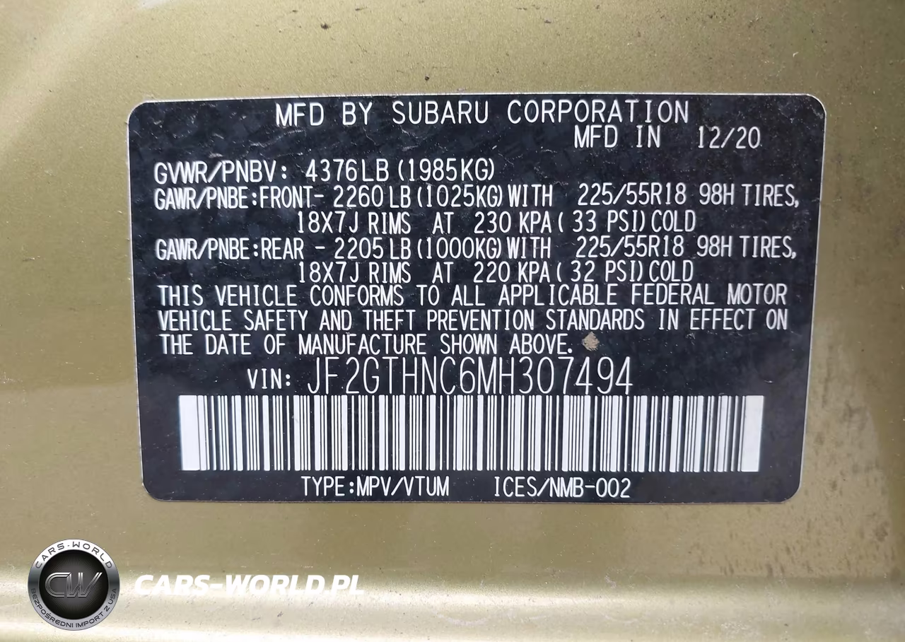 2021 Subaru Crosstrek Limited VIN:JF2GTHNC6MH307494 - 9
