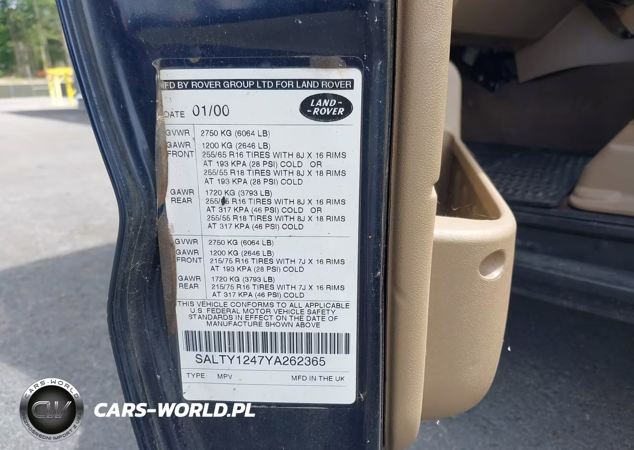 2000 Land Rover Discovery Series Ii Cloth-Series Ii Leather VIN:SALTY1247YA262365 - 9