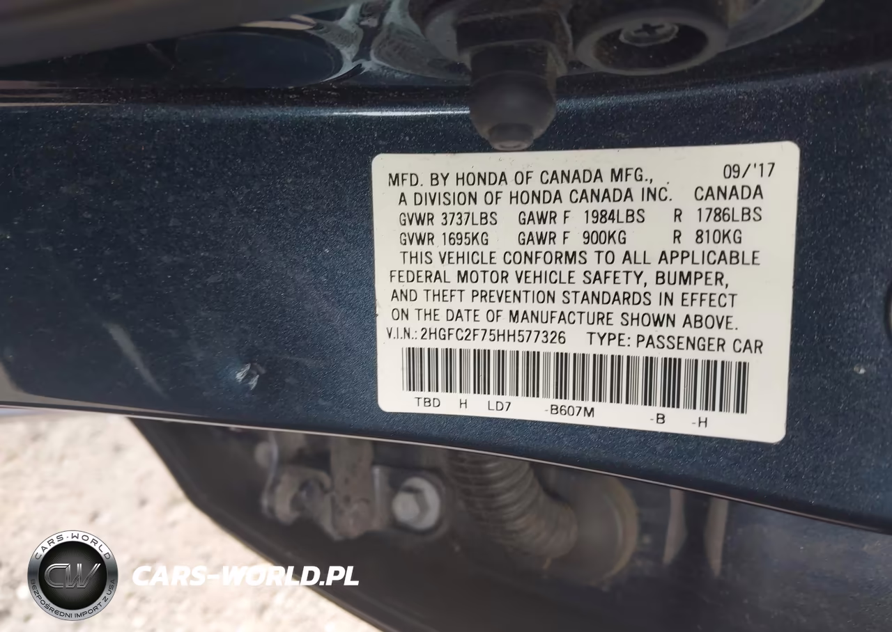 2017 Honda Civic Ex VIN:2HGFC2F75HH577326 - 9