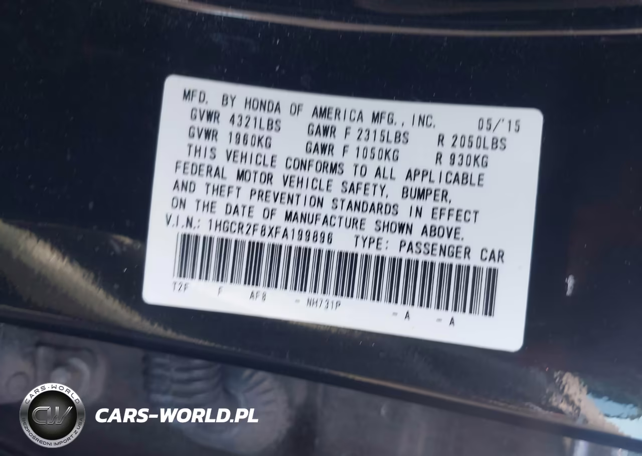 2015 Honda Accord Ex-L VIN:1HGCR2F8XFA199896 - 9