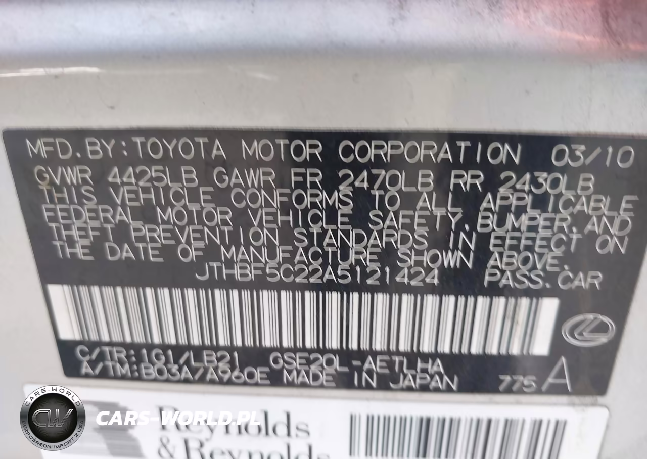 2010 Lexus Is 250 VIN:JTHBF5C22A5121424 - 9