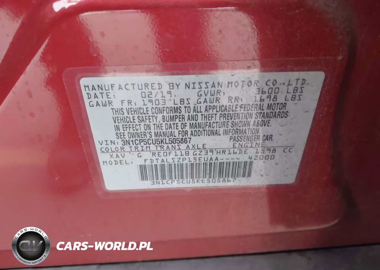 2019 Nissan Kicks Sv VIN:3N1CP5CU5KL505867 - 9