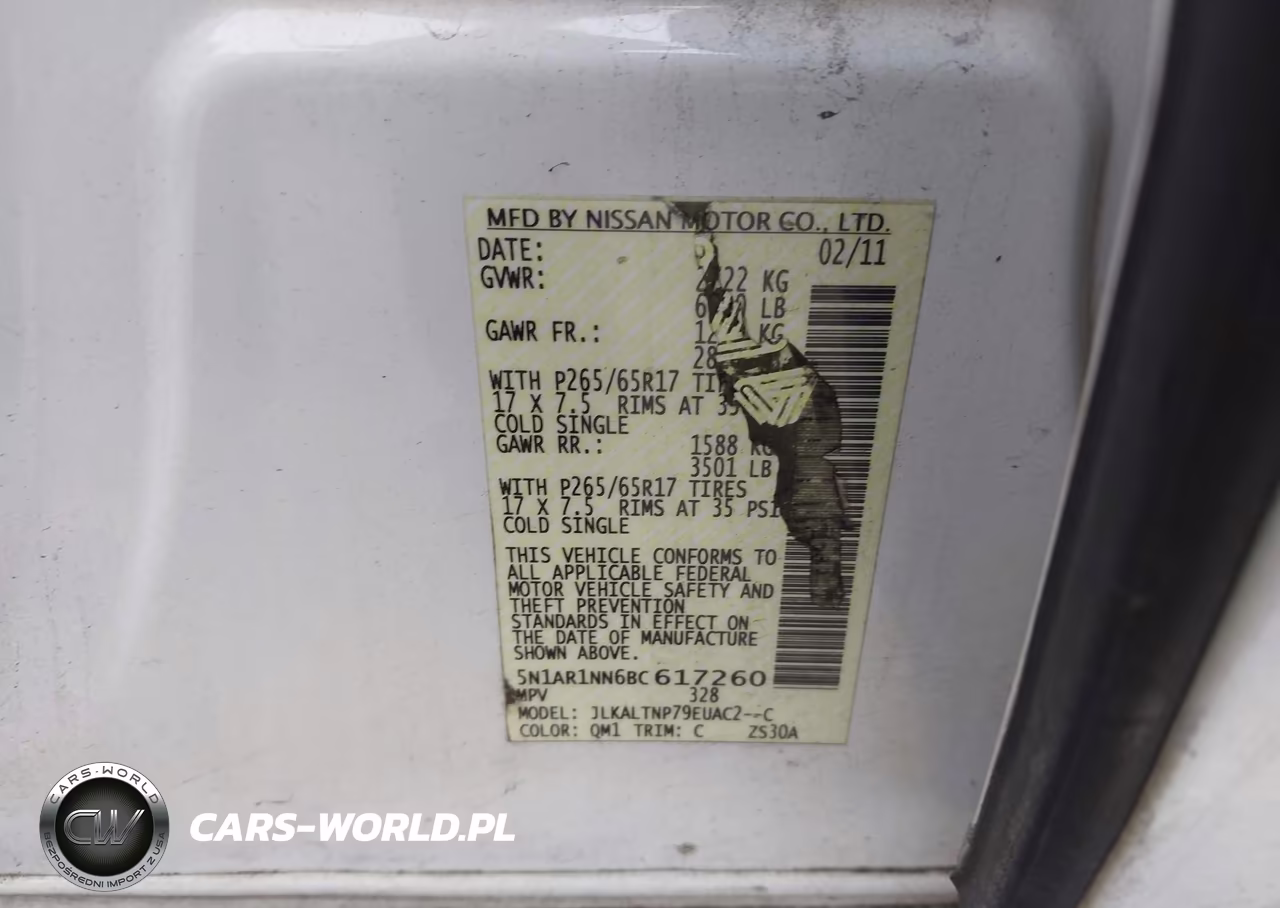 2011 Nissan Pathfinder Sv VIN:5N1AR1NN6BC617260 - 9