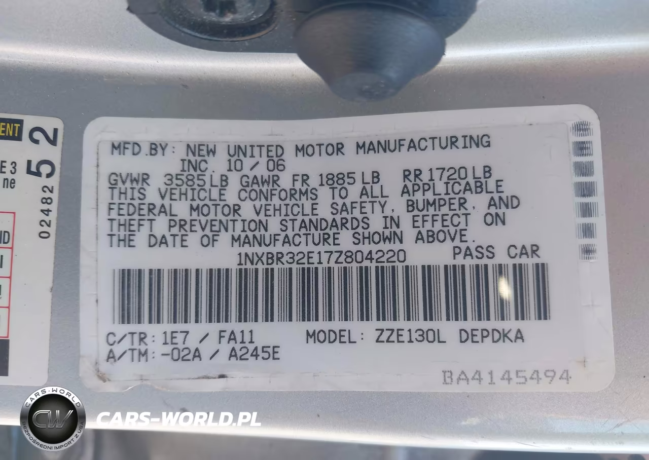 2007 Toyota Corolla Ce VIN:1NXBR32E17Z804220 - 9