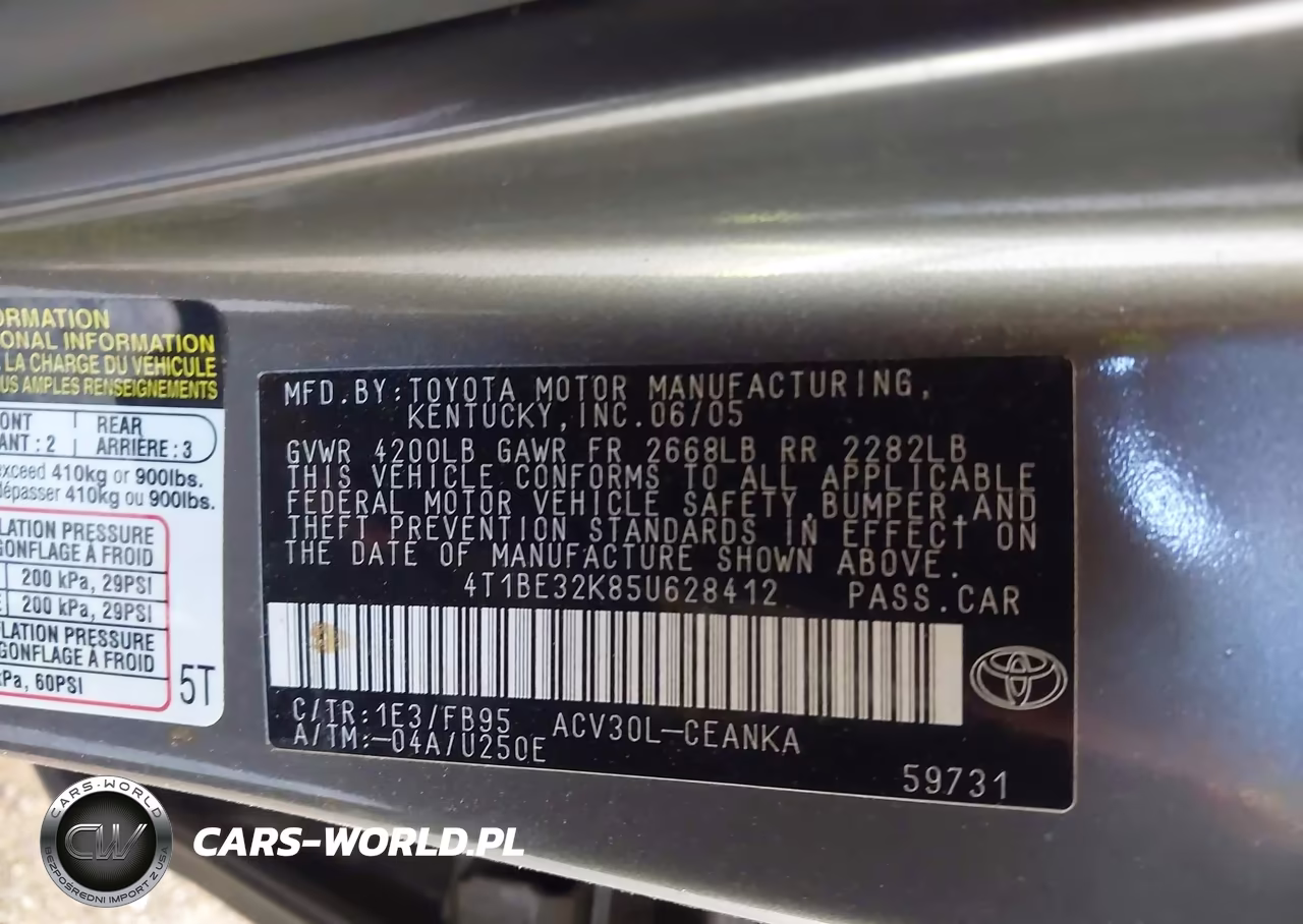 2005 Toyota Camry Std VIN:4T1BE32K85U628412 - 9