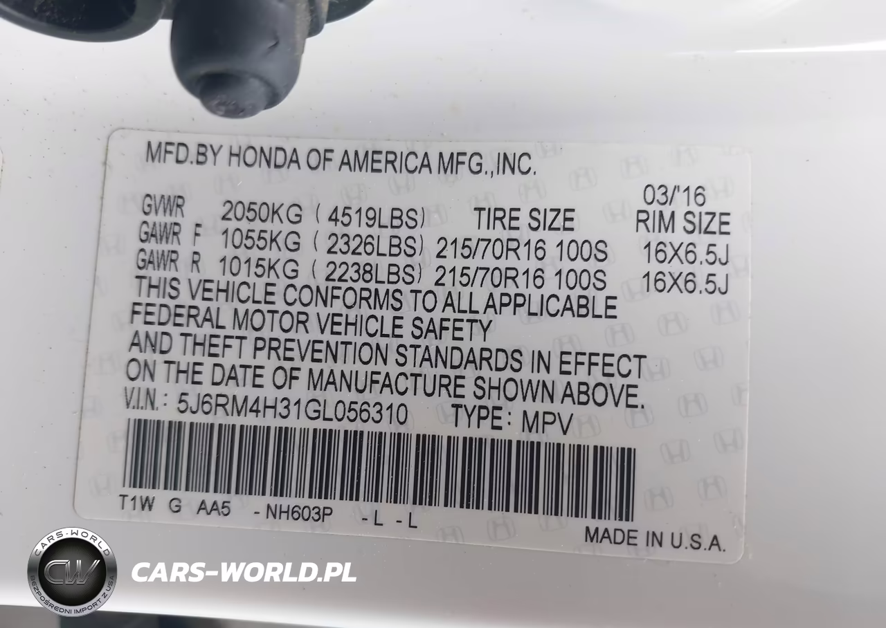 2016 Honda Cr-V Lx VIN:5J6RM4H31GL056310 - 9