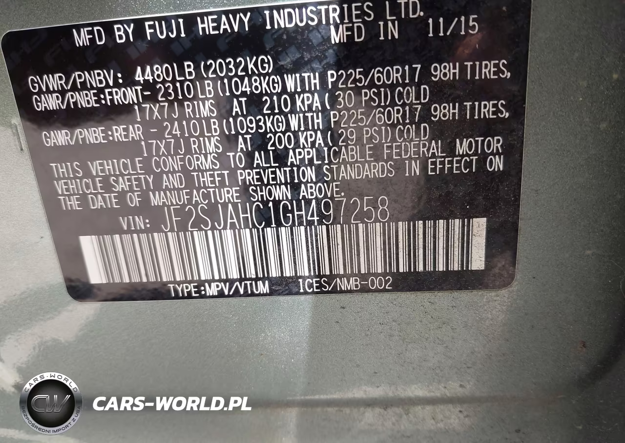2016 Subaru Forester 2.5I Limited VIN:JF2SJAHC1GH497258 - 9