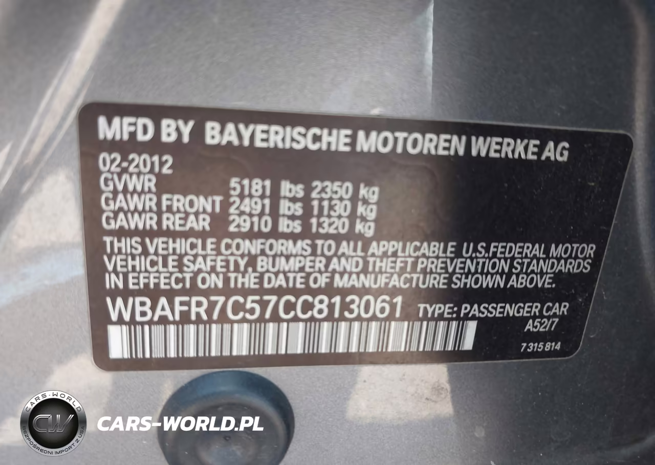 2012 BMW 535I VIN:WBAFR7C57CC813061 - 9
