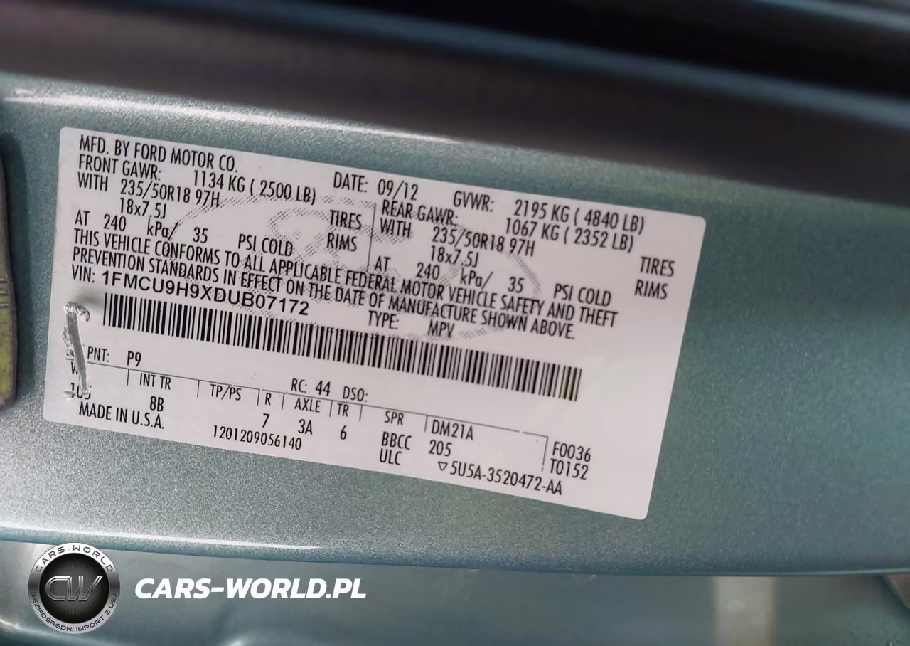 2013 Ford Escape Sel VIN:1FMCU9H9XDUB07172 - 9