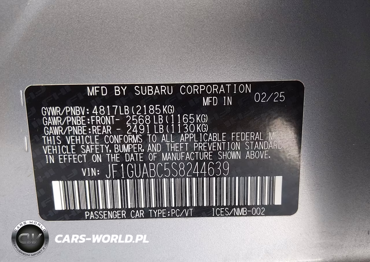 2025 Subaru Impreza Base 5-Door VIN:JF1GUABC5S8244639 - 9