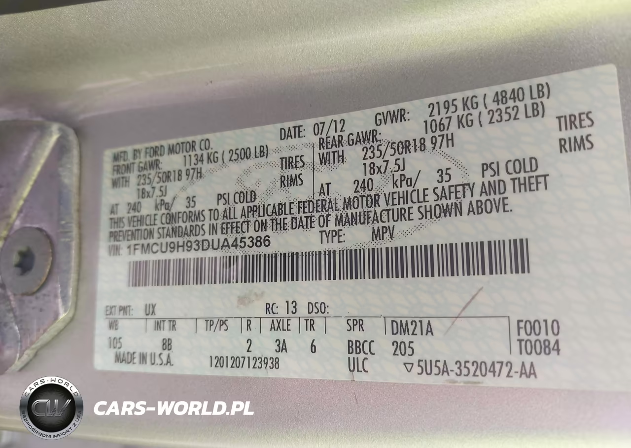2013 Ford Escape Sel VIN:1FMCU9H93DUA45386 - 9
