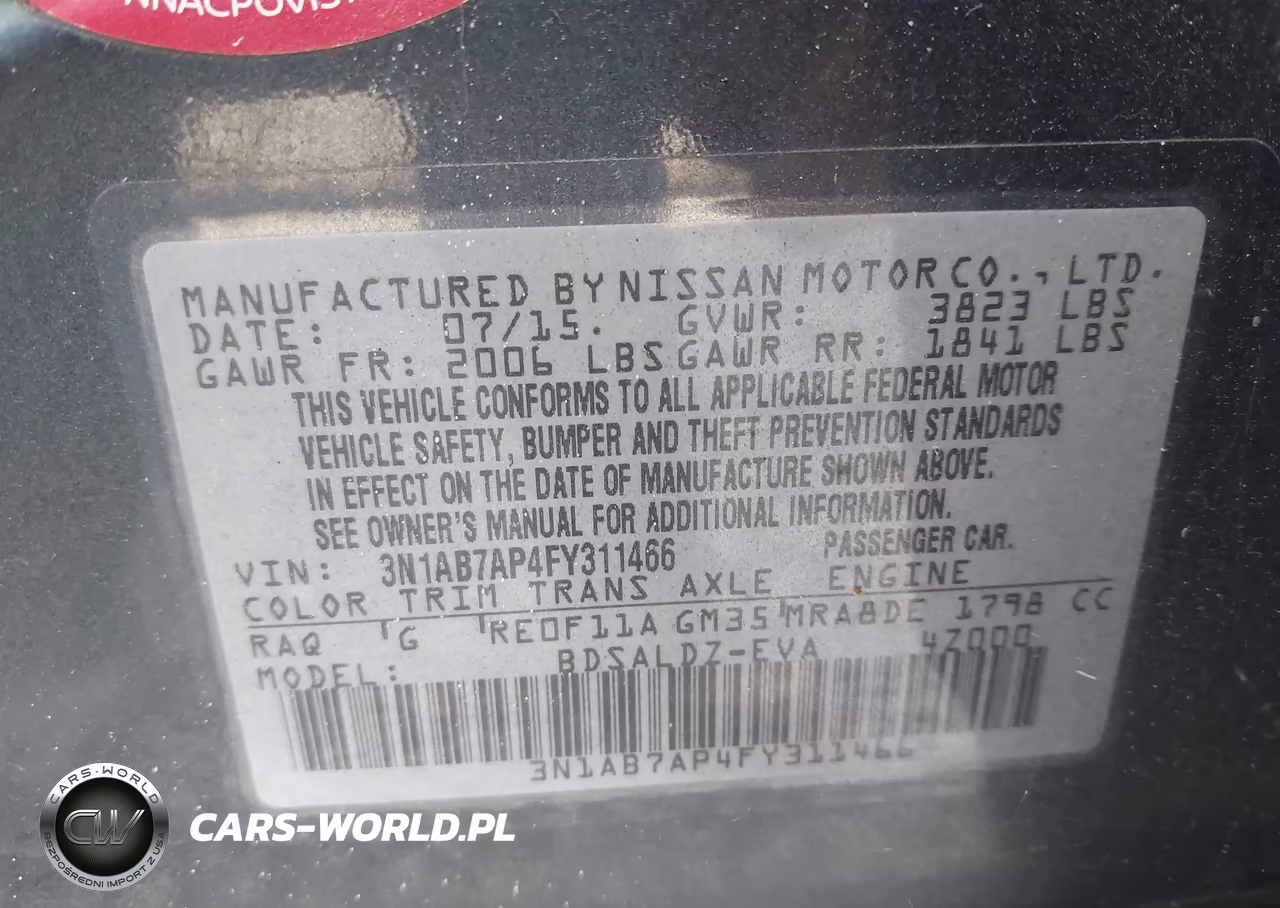 2015 Nissan Sentra Sv VIN:3N1AB7AP4FY311466 - 9