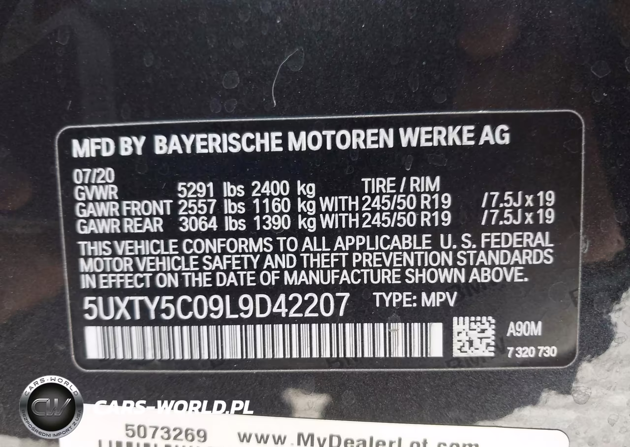 2020 BMW X3 xDrive30I VIN:5UXTY5C09L9D42207 - 9