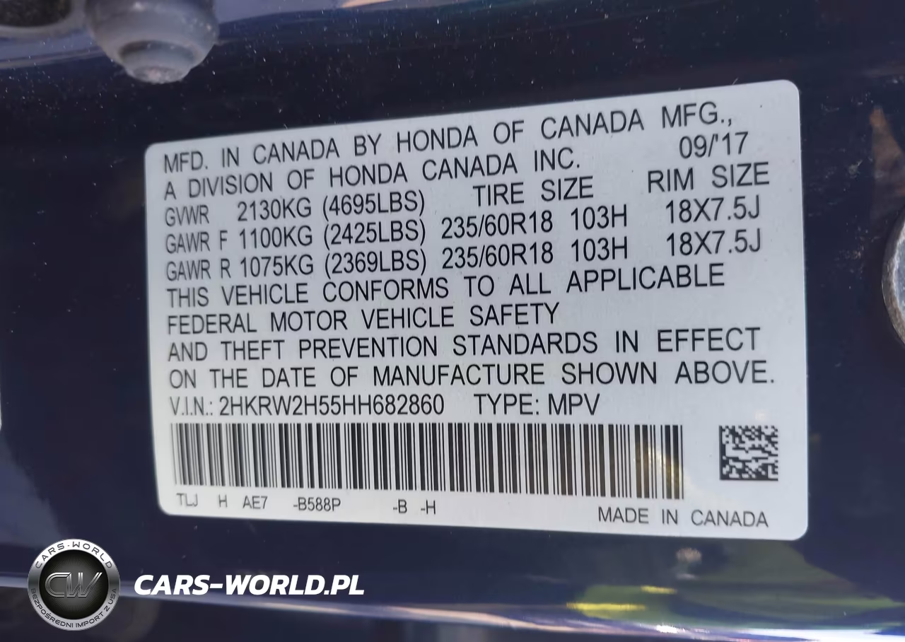 2017 Honda Cr-V Ex VIN:2HKRW2H55HH682860 - 9