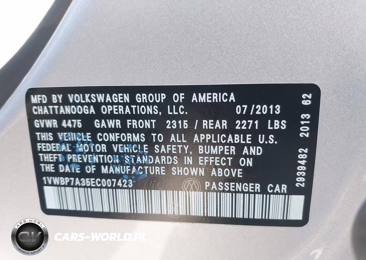 2014 Volkswagen Passat 2.5L Se VIN:1VWBP7A35EC007423 - 9