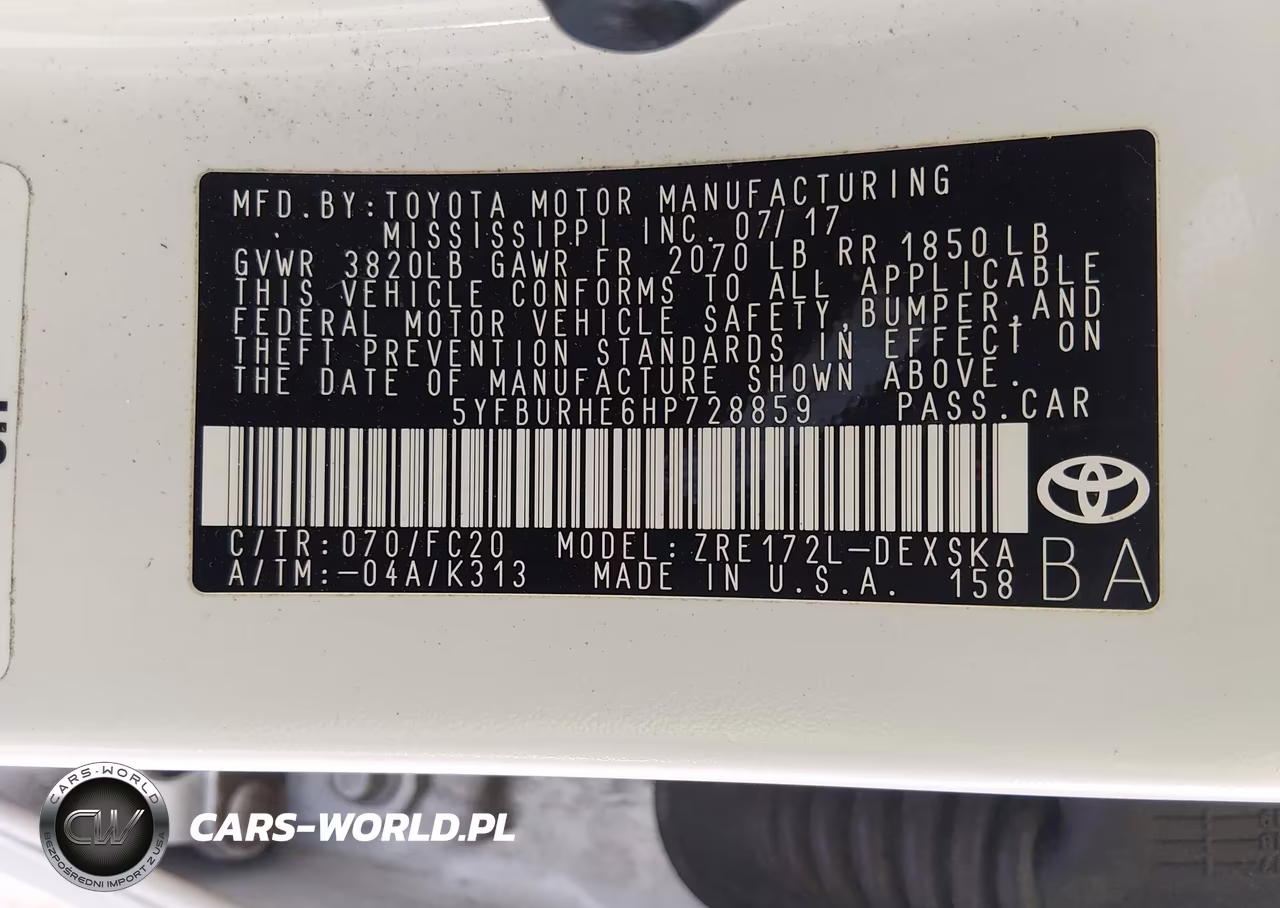 2017 Toyota Corolla Se VIN:5YFBURHE6HP728859 - 9