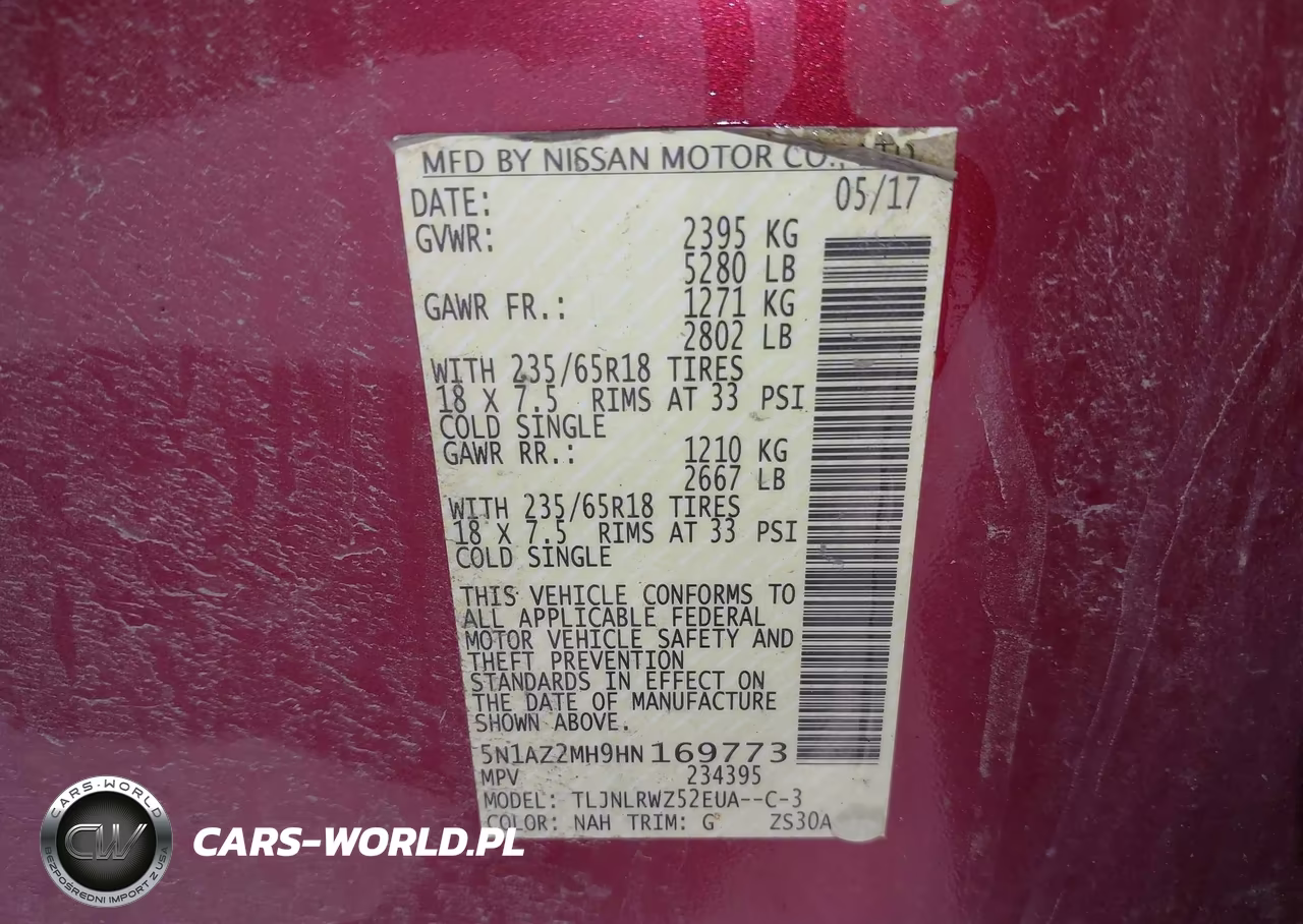 2017 Nissan Murano Sl VIN:5N1AZ2MH9HN169773 - 9
