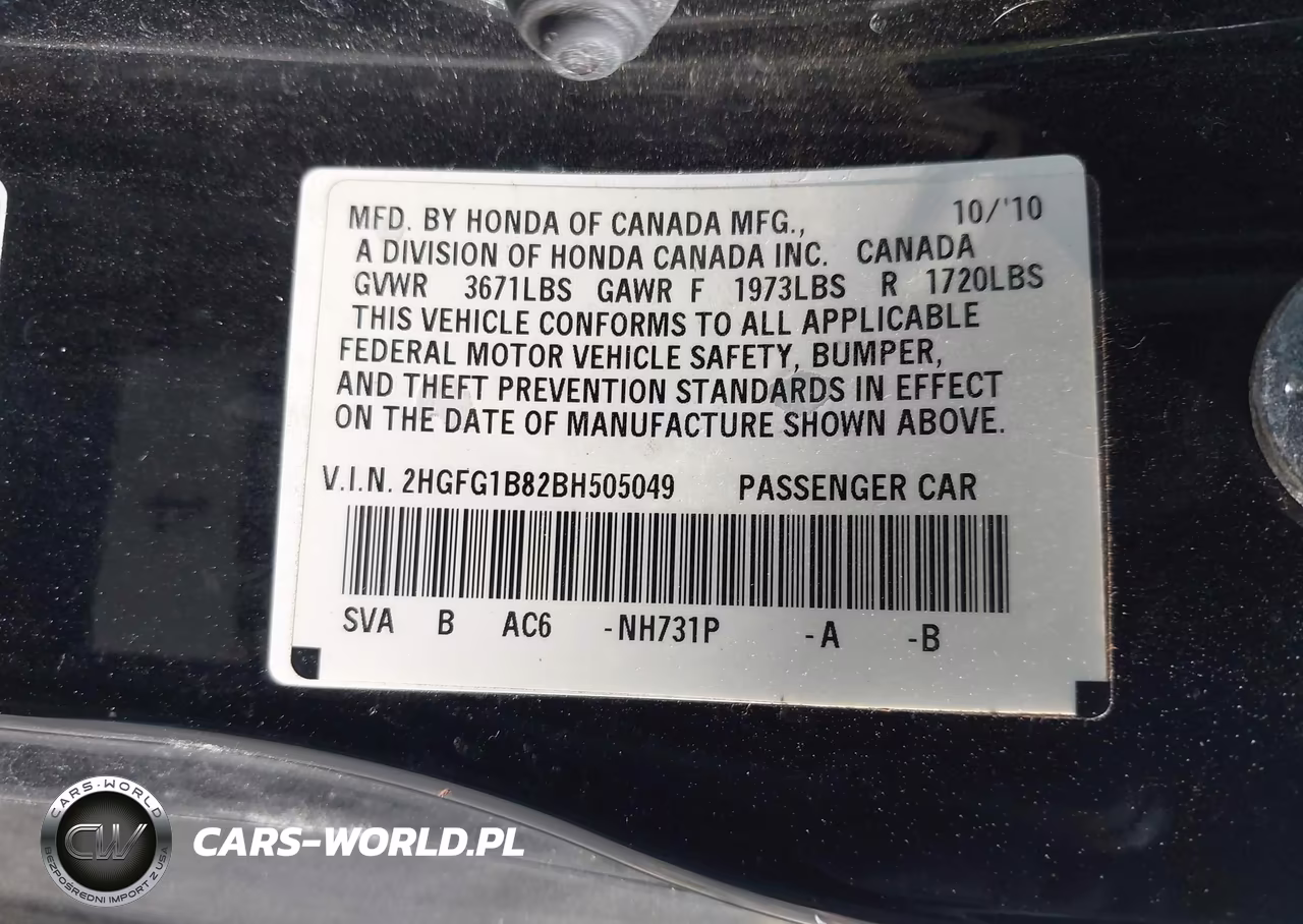 2011 Honda Civic Ex VIN:2HGFG1B82BH505049 - 9