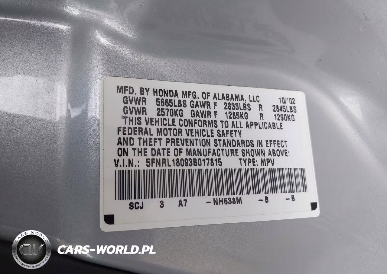 2003 Honda Odyssey Ex-L VIN:5FNRL18093B017815 - 9