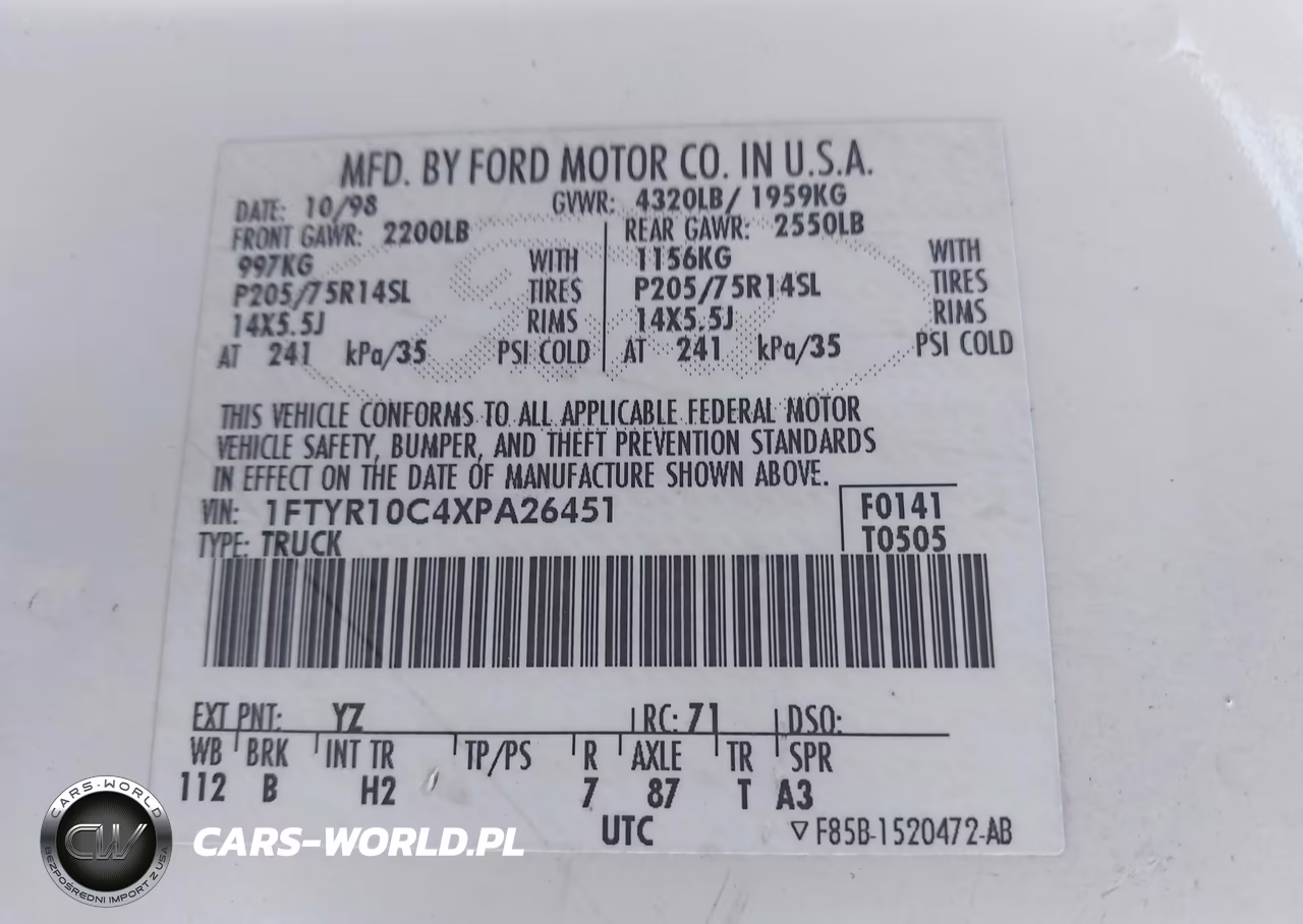 1999 Ford Ranger Xl-Xlt VIN:1FTYR10C4XPA26451 - 9