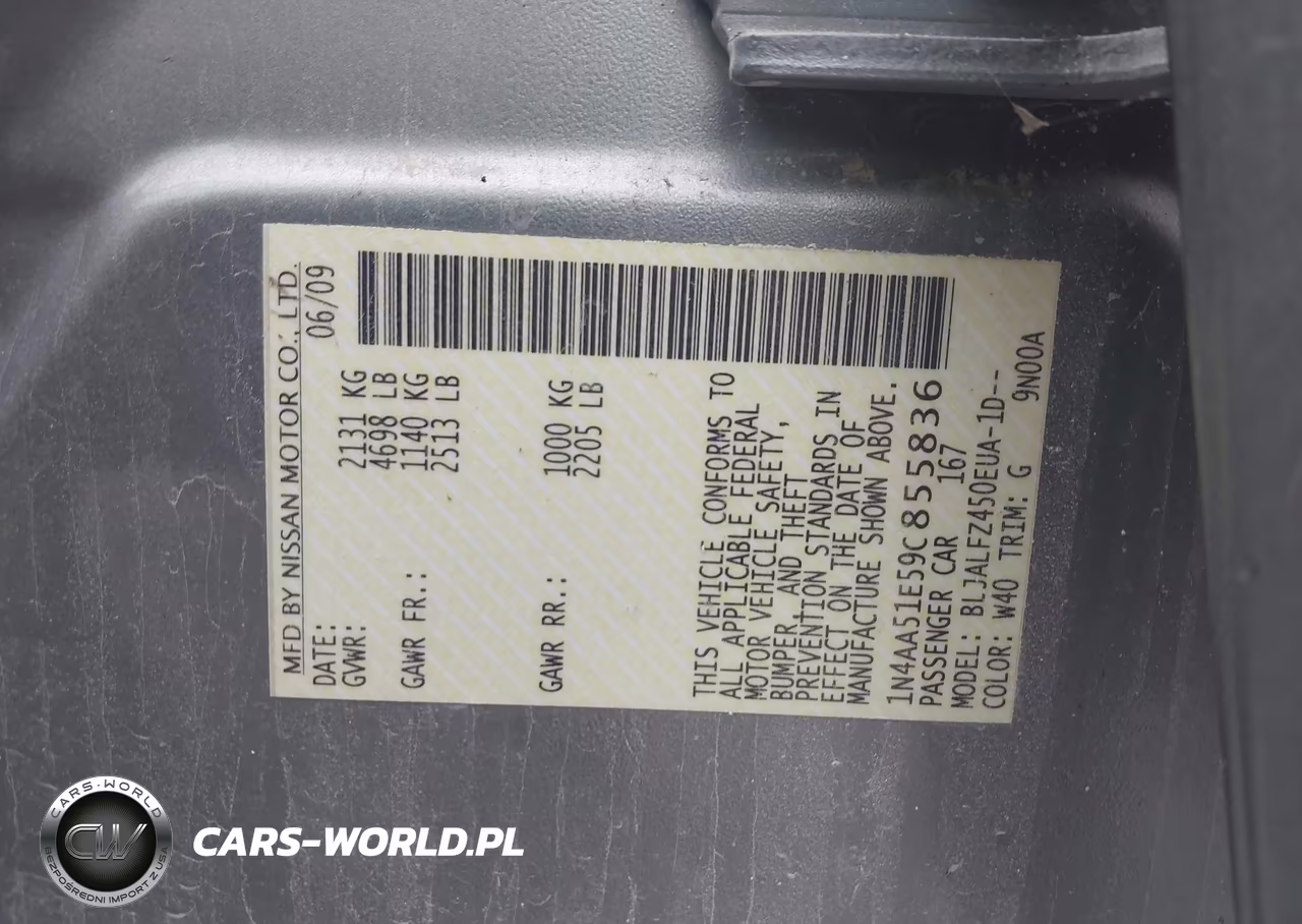 2009 Nissan Maxima 3.5 Sv VIN:1N4AA51E59C855836 - 9