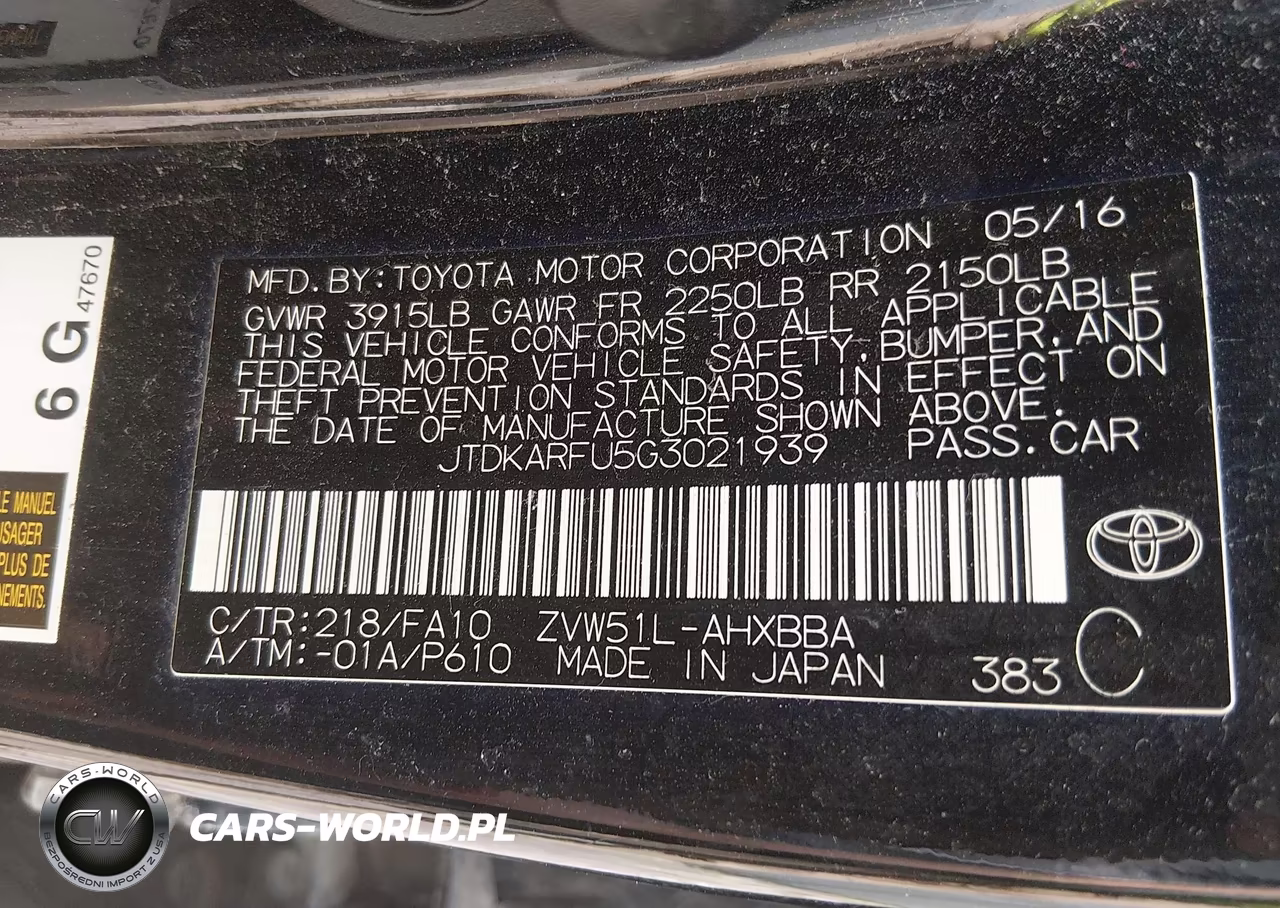 2016 Toyota Prius Two Eco VIN:JTDKARFU5G3021939 - 9