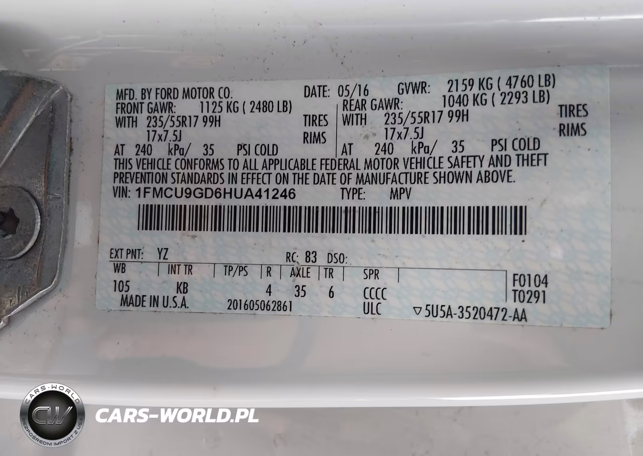 2017 Ford Escape Se VIN:1FMCU9GD6HUA41246 - 9