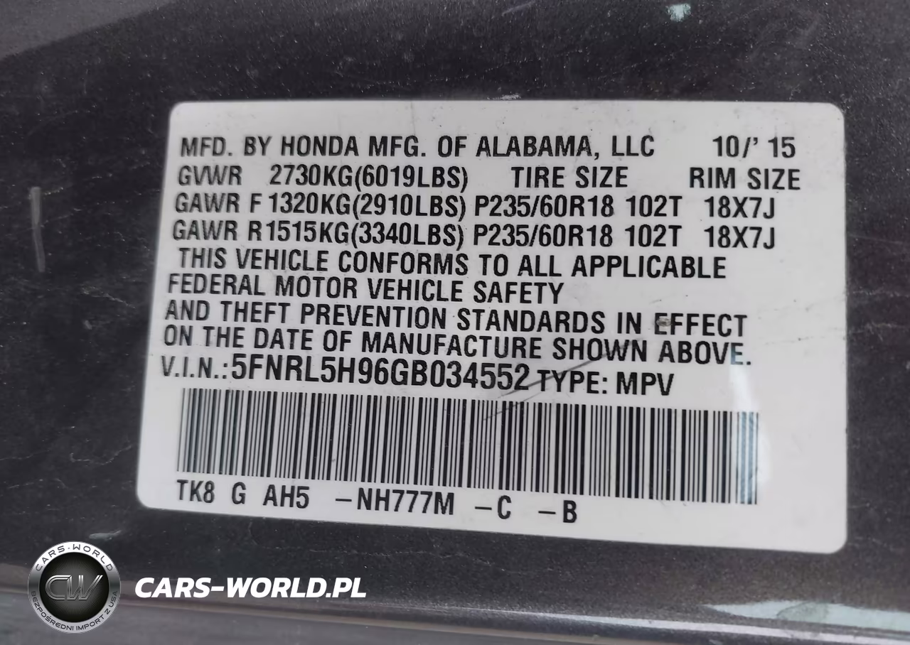 2016 Honda Odyssey Touring-Touring Elite VIN:5FNRL5H96GB034552 - 9