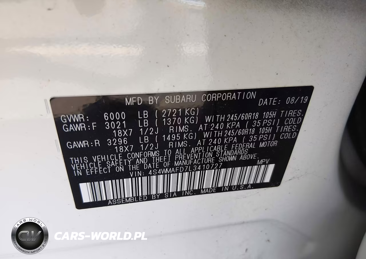 2020 Subaru Ascent Premium VIN:4S4WMAFD7L3410727 - 9