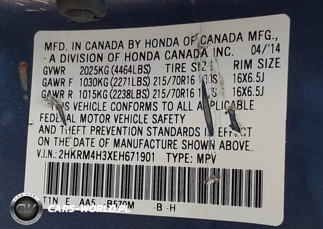2014 Honda Cr-V Lx VIN:2HKRM4H3XEH671901 - 9