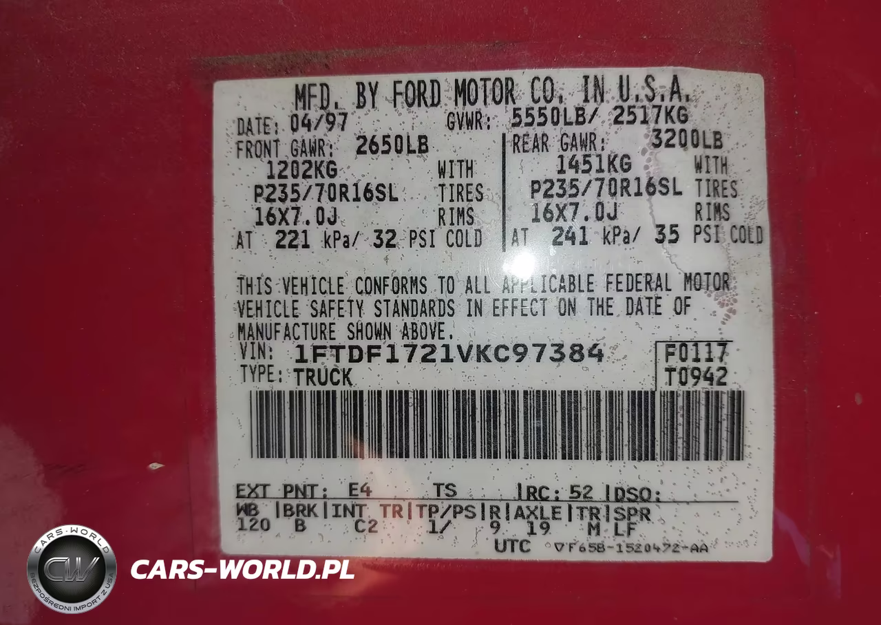 1997 Ford F-150 Standard Standard-Xl-Xlt VIN:1FTDF1721VKC97384 - 9