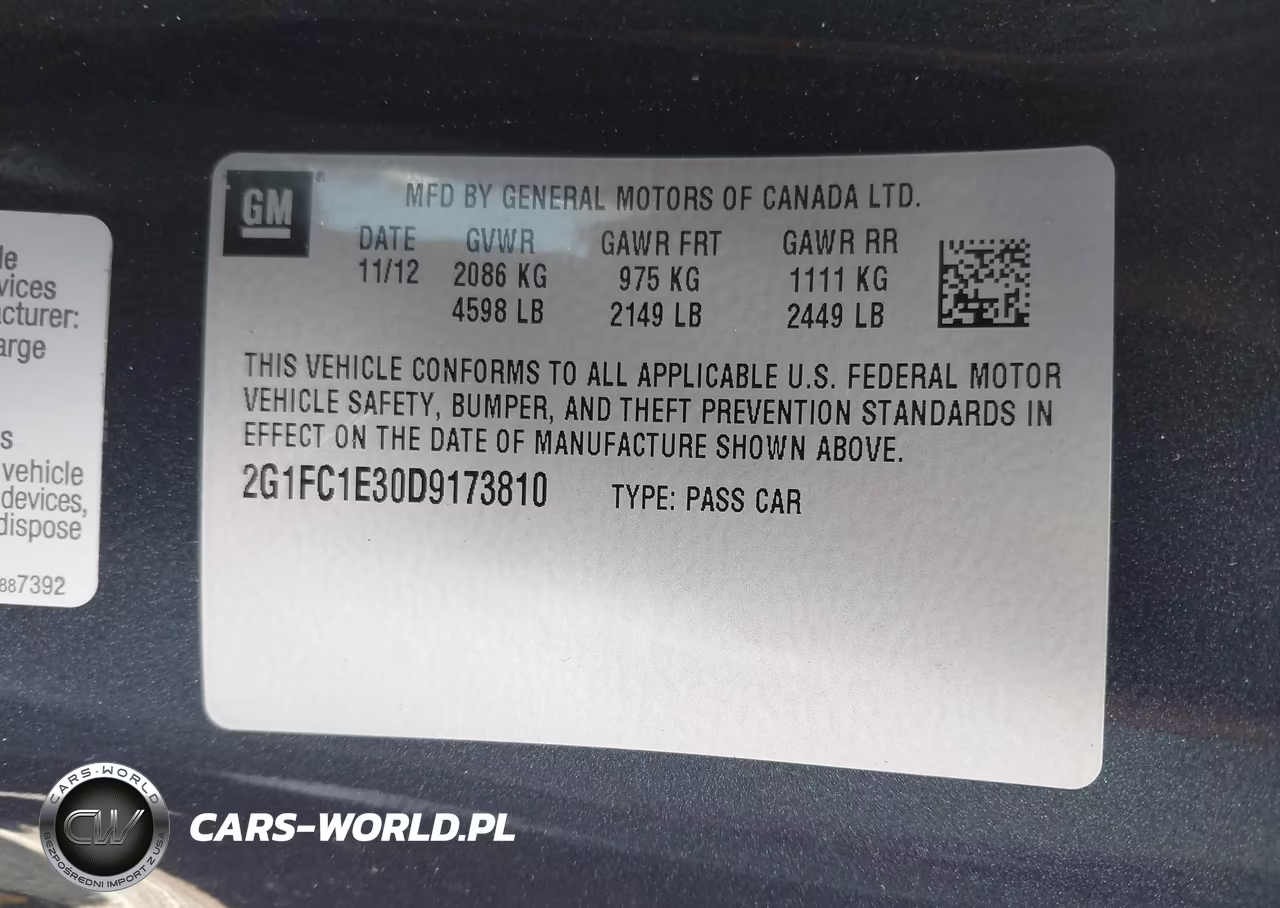 2013 Chevrolet Camaro 2Lt VIN:2G1FC1E30D9173810 - 9