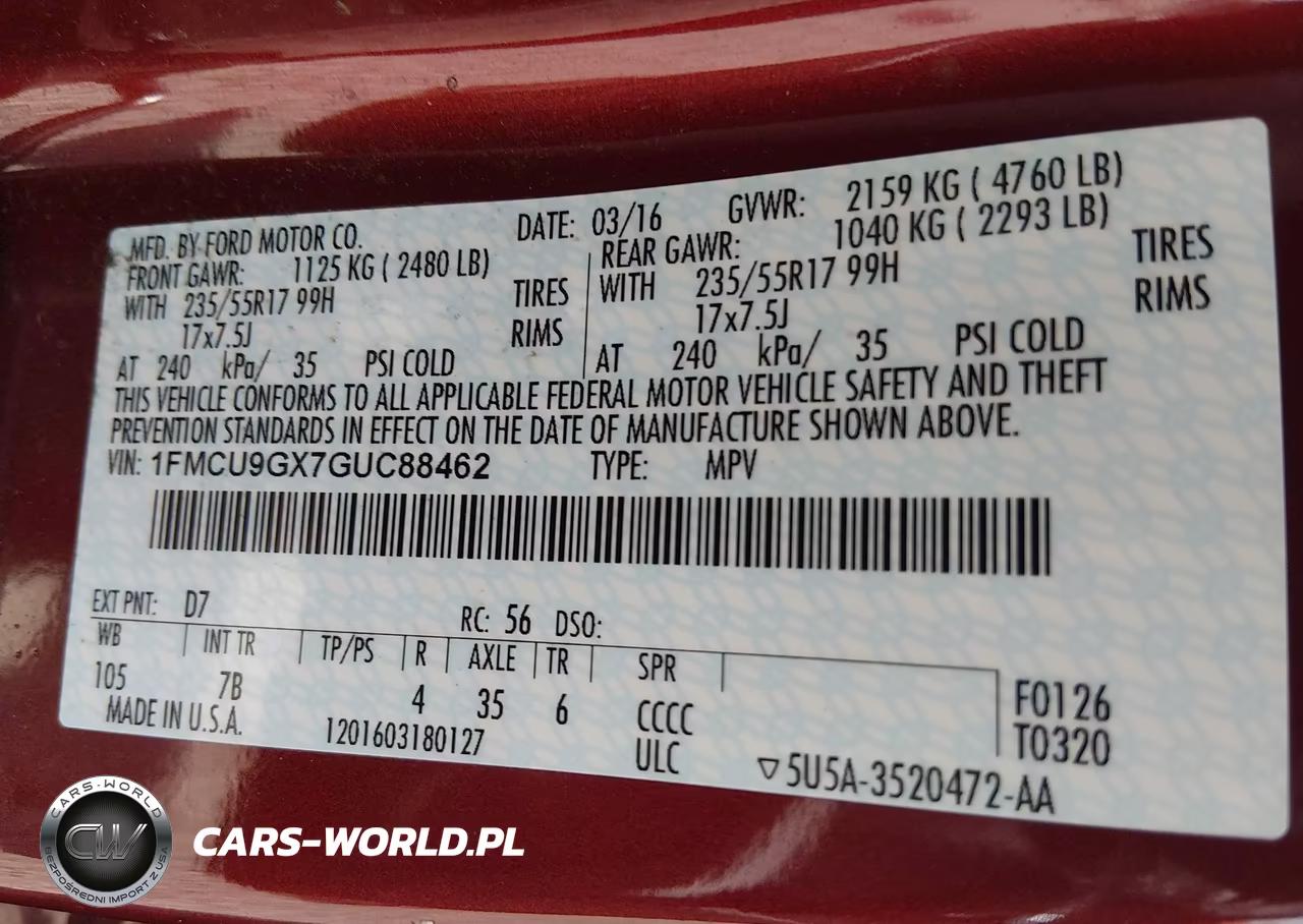 2016 Ford Escape Se VIN:1FMCU9GX7GUC88462 - 9
