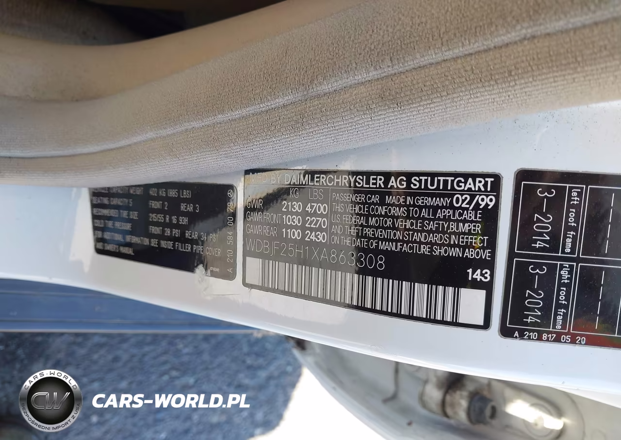 1999 Mercedes-Benz E 300 Diesel VIN:WDBJF25H1XA863308 - 9