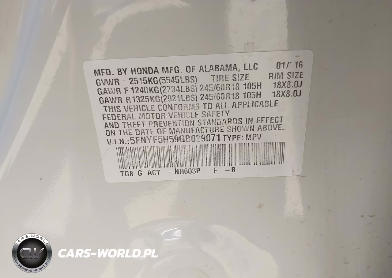2016 Honda Pilot Ex-L VIN:5FNYF5H59GB029071 - 9